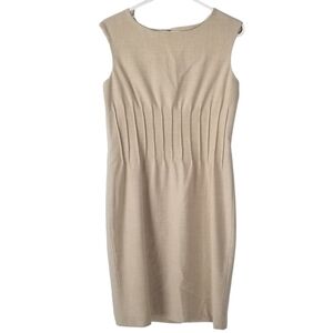 Calvin Klein Beige Sleeveless Pleated Waist Sheath Dress Size 6